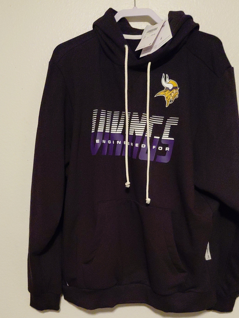 NFL Vikings Black Hoodie with Purple Graphic and Gold Logo